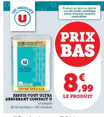 Hyper U Essuie-tout ultra absorbant compact u offre