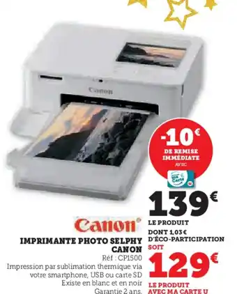 Super U Imprimante photo selphy canon offre