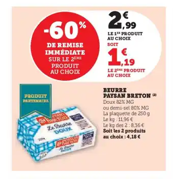 Hyper U PAYSAN BRETON Beurre offre