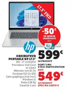 Super U Ordinateur portable hp 17.3" offre