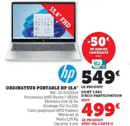 Super U Ordinateur portable hp 15,6" offre