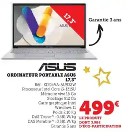 Super U Ordinateur portable asus 17,3 offre