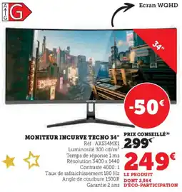 Super U Moniteur incurve tecno 34" offre