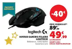 Super U Souris gaming filaire logitech offre