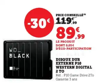 Super U Disque dur externe p10 western digital 2 TO offre
