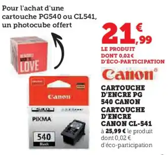 Super U Cartouche d'encre pg 540 canon cartouche d'encre canon cl-541 offre