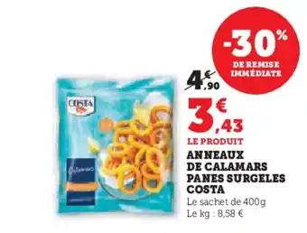Hyper U COSTA Anneaux de calamars panes surgeles offre