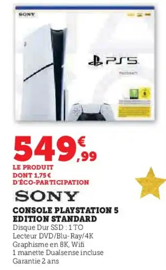 Super U Console playstation 5 edition standard offre