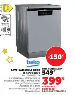 Super U Lave-vaisselle beko 15 couverts offre