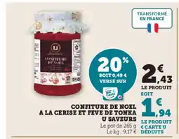 Hyper U Confiture de noel a la cerise et feve de tonka u saveurs offre