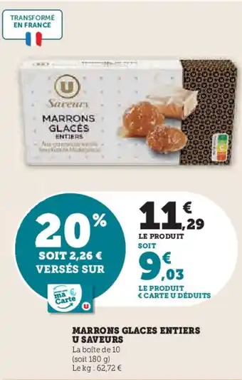 Hyper U Marrons glaces entiers u saveurs offre