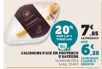 Hyper U Calissons d'aix en provence u saveurs offre