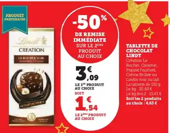 Hyper U LINDT Tablette de chocolat offre