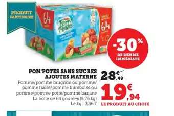 Hyper U POM'POTES Sans sucres ajoutes materne offre