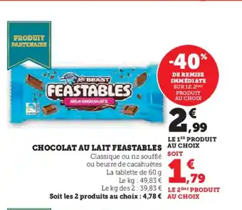 Hyper U FEASTABLES Chocolat au lait offre