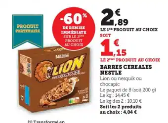Hyper U Barres cereales nestle offre
