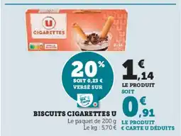 Hyper U Biscuits cigarettes u offre
