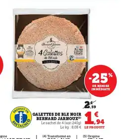 Hyper U BERNARD JARNOUX Galettes de ble noir offre