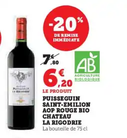 Hyper U Puisseguin saint-emilion aop rouge bio chateau offre