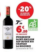 Hyper U Puisseguin saint-emilion aop rouge bio chateau offre