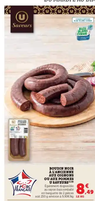 Hyper U Boudin noir à l'ancienne aux oignons ou aux pommes u saveurs offre