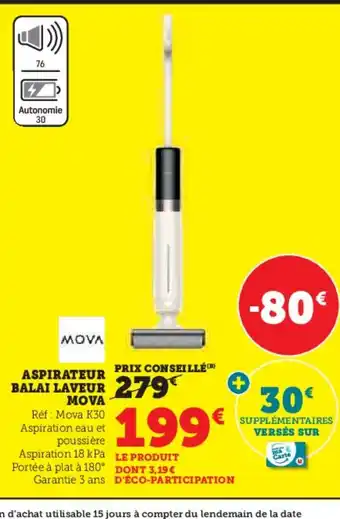 Hyper U TRISTAR Aspirateur balai laveur mova offre