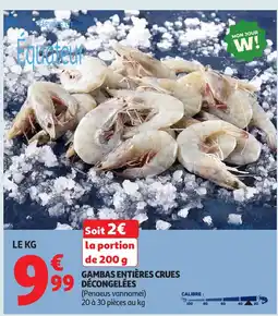 Auchan Gambas entières crues décongelées offre