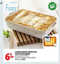 Auchan Cannelloni de crevettes sauce homardine offre