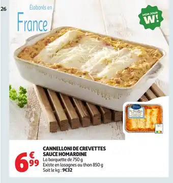 Auchan Cannelloni de crevettes sauce homardine offre