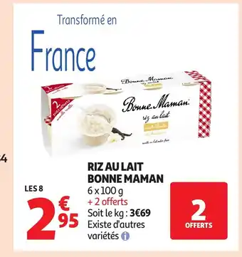 Auchan BONNE MAMAN Riz au lait offre