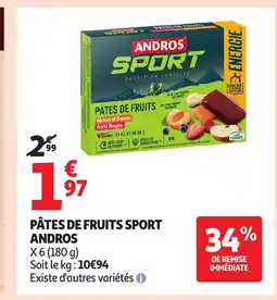 Auchan ANDROS Pâtes de fruits sport offre