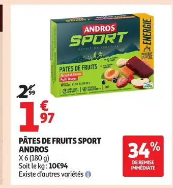 Auchan ANDROS Pâtes de fruits sport offre