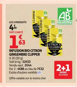 Auchan CLIPPER Infusion bio citron gingembre offre
