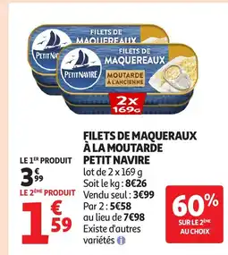 Auchan PETIT NAVIRE Filets de maqueraux à la moutarde offre