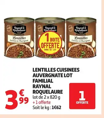 Auchan RAYNAL ROQUELAURE Lentilles cuisinees auvergnate lot familial offre