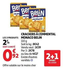 Auchan BELIN Crackers à l'emmental monaco offre