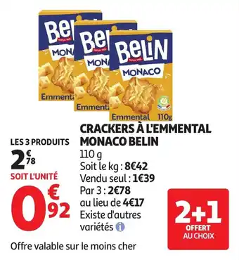 Auchan BELIN Crackers à l'emmental monaco offre