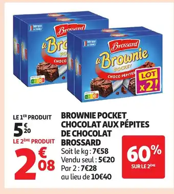 Auchan BROSSARD Brownie pocket chocolat aux pépites de chocolat offre