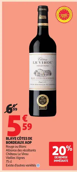 Auchan Blaye côtes de bordeaux aop offre