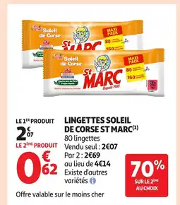 Auchan ST MARC Lingettes soleil de corse offre