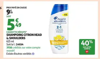 Auchan HEAD & SHOULDERS Shampoing citron offre