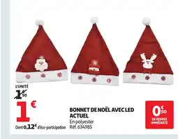 Auchan ACTUEL Bonnet de noël avec led offre