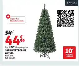 Auchan ACTUEL Sapin vert pop-up offre