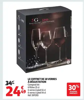 Auchan Le coffret de 18 verres à dégustation offre
