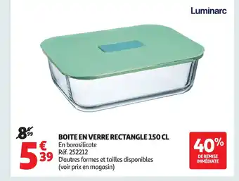 Auchan LUMINARC Boite en verre rectangle offre