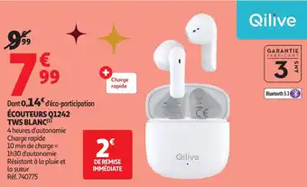 Auchan QILIVE Écouteurs q1242 tws blanc offre