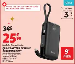 Auchan QILIVE Batterie externe 20000mah 20w offre