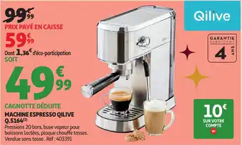 Auchan QILIVE Machine espresso q.5164 offre