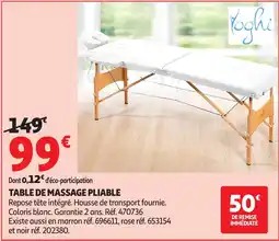 Auchan YOGHI Table de massage pliable offre
