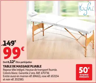 Auchan YOGHI Table de massage pliable offre
